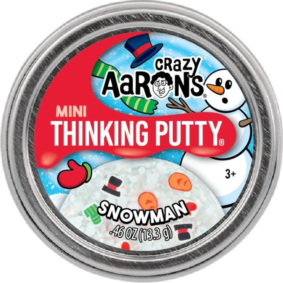 Crazy Aarons Snowman Mini 2 Inch Thinking Putty Tin - Owl & Goose Gifts