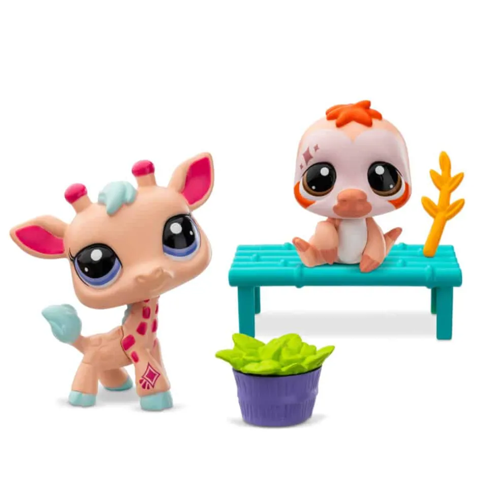 Littlest Pet Shop Pet Pairs Series 2 - Giraffe #92 and Sloth #93 - Owl & Goose Gifts
