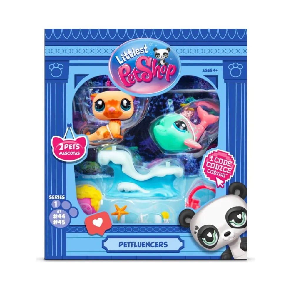 Littlest Pet Shop Petfluencers Pairs Play Set - Dolphin #46 and Otter #47 - Owl & Goose Gifts