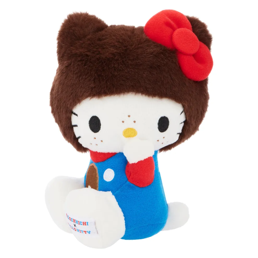 Monchhichi x Hello Kitty 7 Inch Hello Kitty in Overalls Plush Toy