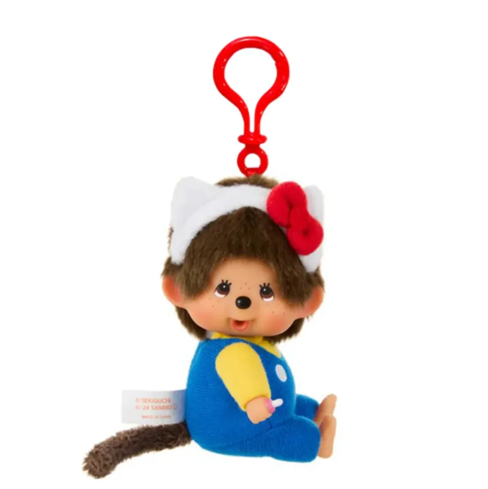 Monchhichi x Hello Kitty 4.7 Inch Monchhichi in Overalls Big Head Plus