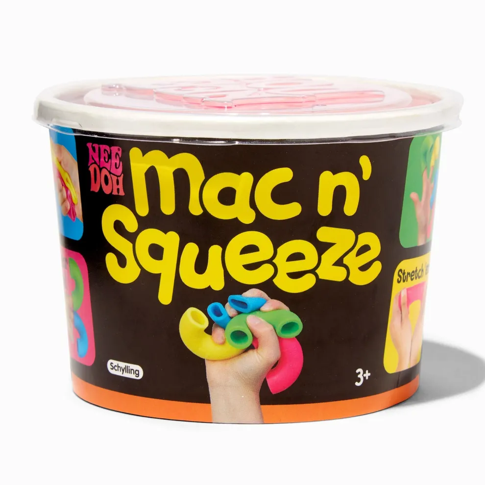 Nee Doh Mac N Squeeze 3 Inch Squish Fidget Toy - Contains 4 Noodles - Owl & Goose Gifts