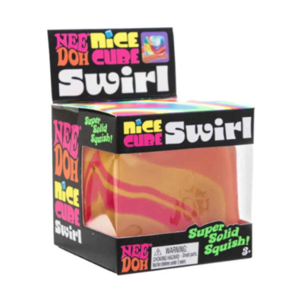 Nee Doh Nice Cube SWIRL 2.5 Inch Squish Ball Fidget Toy - Owl & Goose Gifts