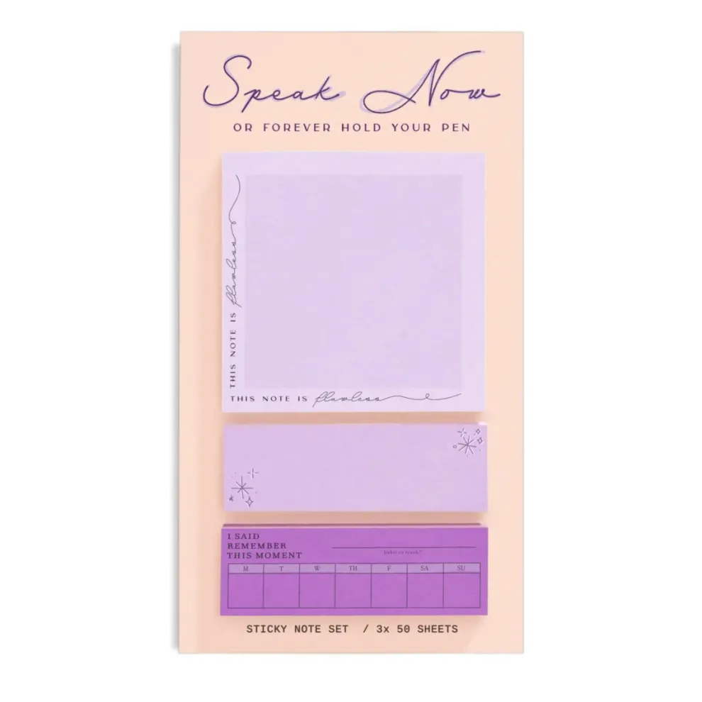 Speak Now Or Forever Hold Your Pen Sticky Note Set by Shop Trimmings - Owl & Goose Gifts