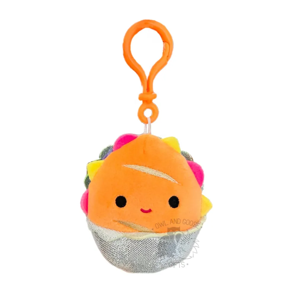 Squishmallow 3.5 Inch Ike the Hoagie Sandwich Neon Plush Clip - Owl & Goose Gifts