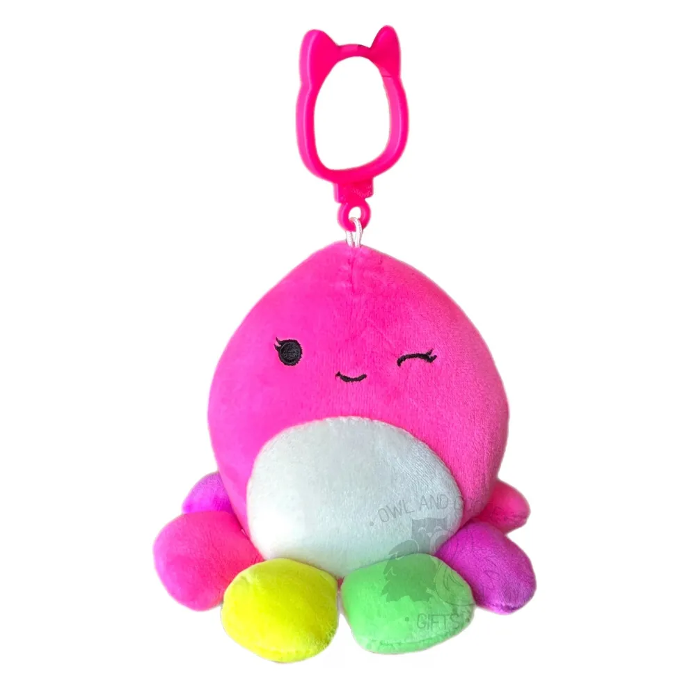 Squishmallow 3.5 Inch Lasla the Pink Octopus Plush Clip - Owl & Goose Gifts