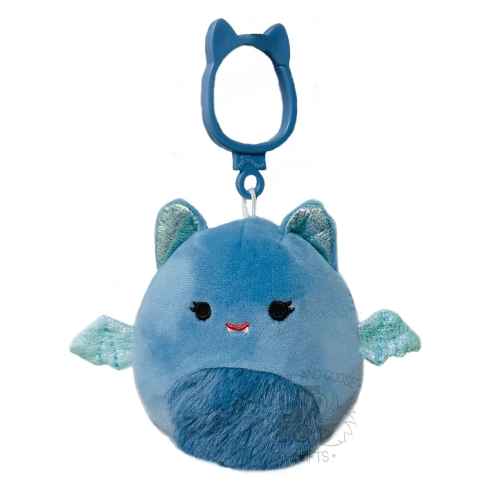 Squishmallow 3.5 Inch Este the Blue Bat Halloween Plush Clip - Owl & Goose Gifts