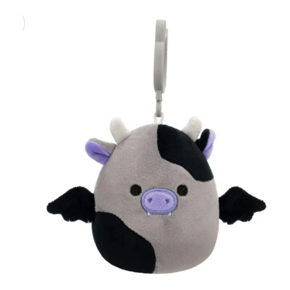 Squishmallow 3.5 Inch Bridgette the Bat Cow Halloween Plush Clip - Owl & Goose Gifts
