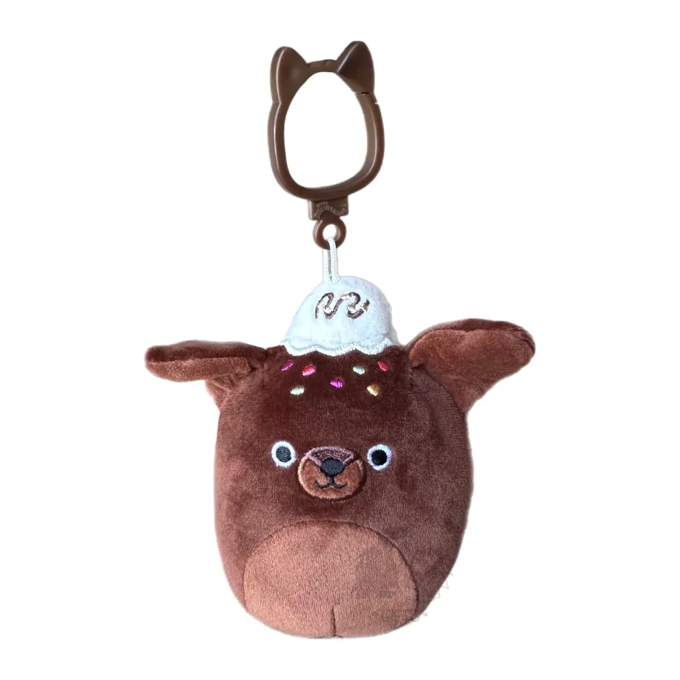Squishmallow 3.5 Inch Rico the Brownie Chocolate Lab Plush Clip - Owl & Goose Gifts