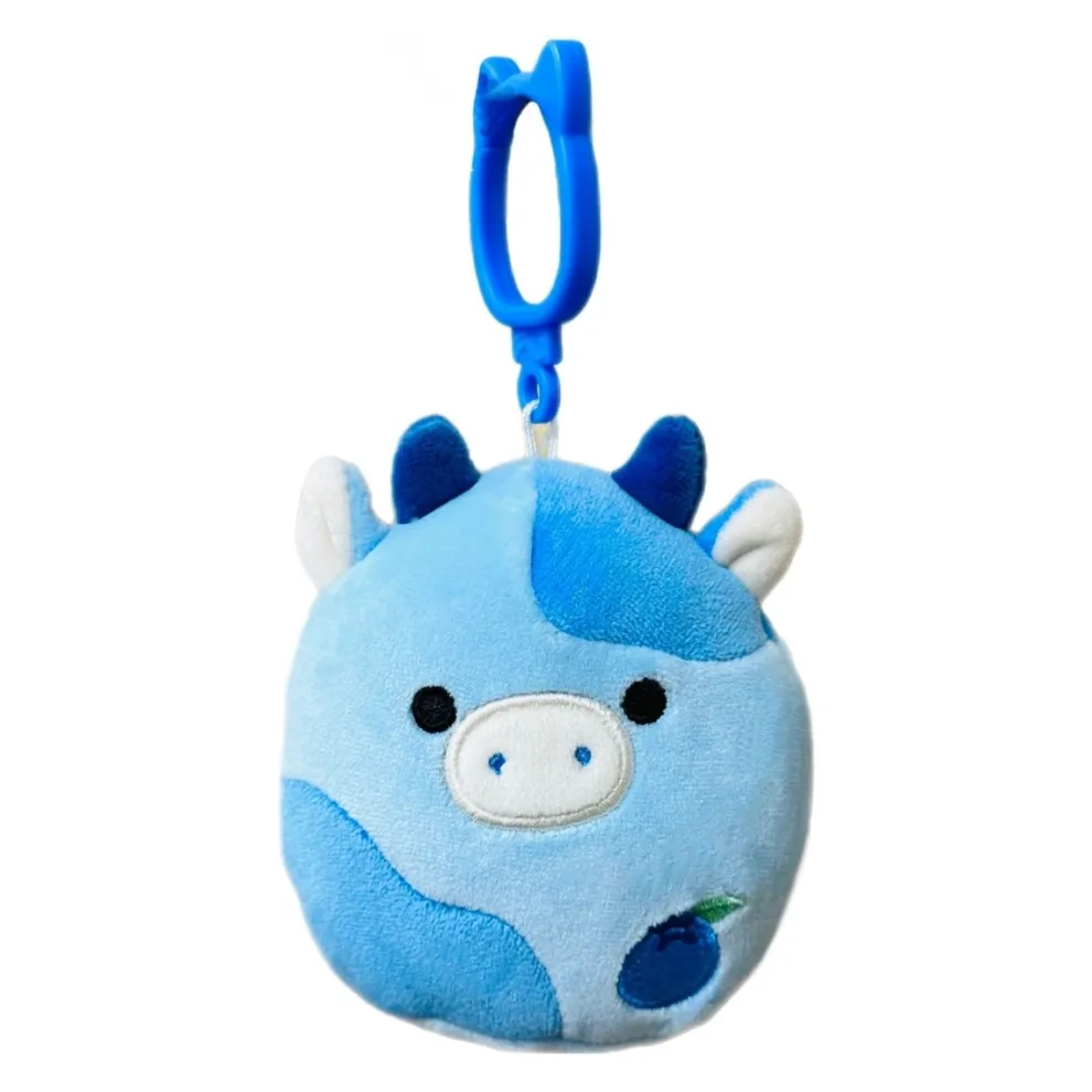 Squishmallow 3.5 Inch Rutanya the Blueberry Cow Plush Clip - Owl & Goose Gifts