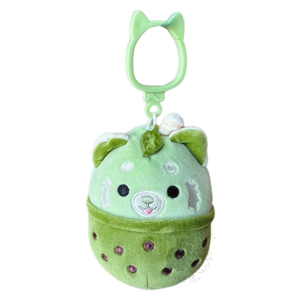 Squishmallow 3.5 Inch Eitan the Matcha Boba Red Panda Plush Clip - Owl & Goose Gifts