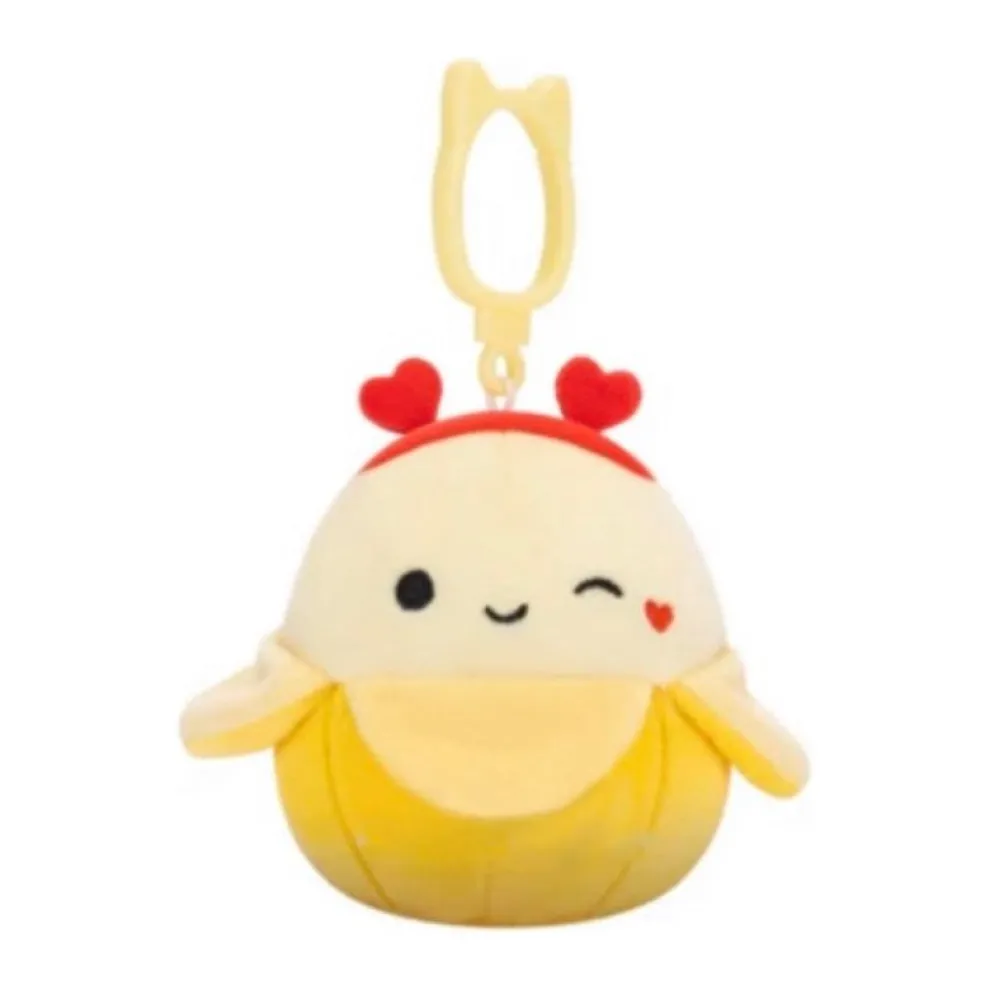 Squishmallow 3.5 Inch Junie the Banana with Heart Headband Valentine Plush Clip - Owl & Goose Gifts
