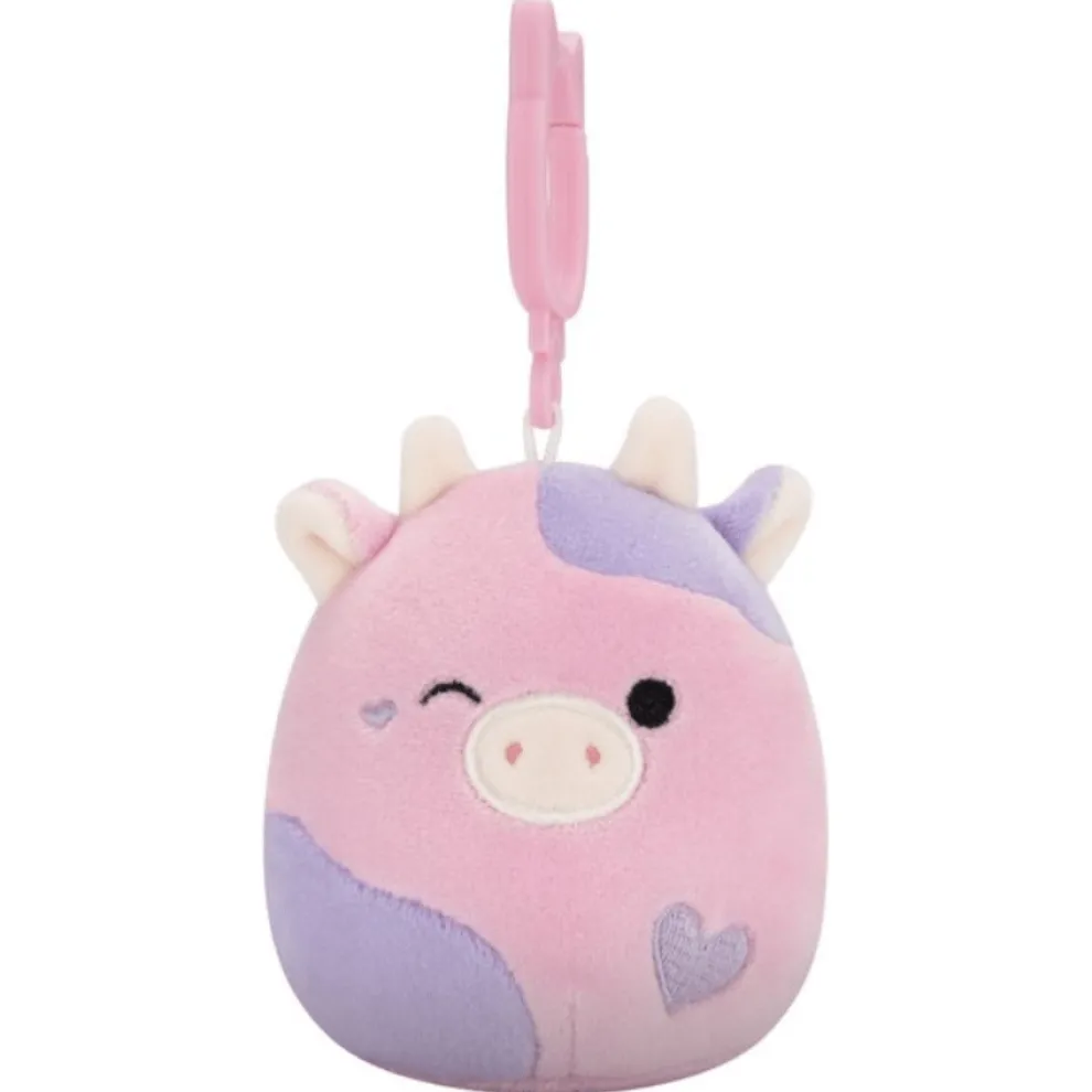Squishmallow 3.5 Inch Patty the Cow with Heart Valentine Plush Clip - Owl & Goose Gifts
