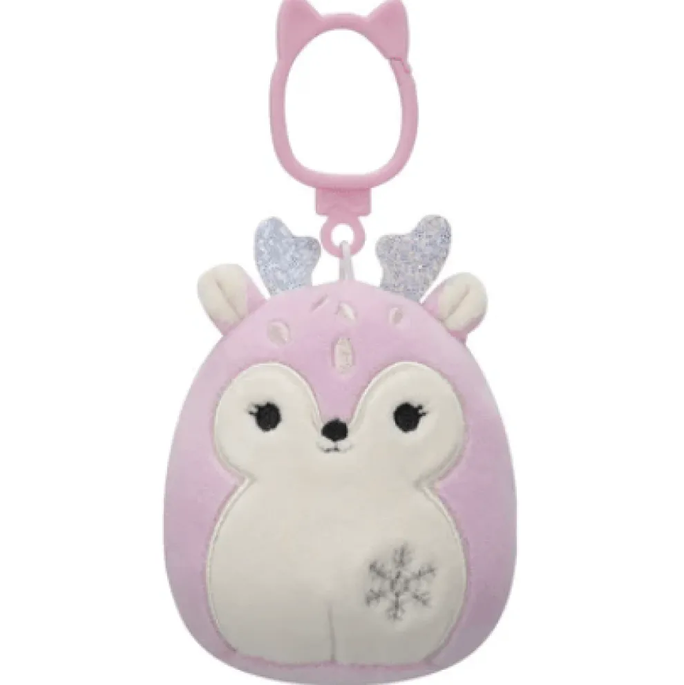 Squishmallow 3.5 Inch Falala the Pink Fawn Christmas Plush Clip - Owl & Goose Gifts