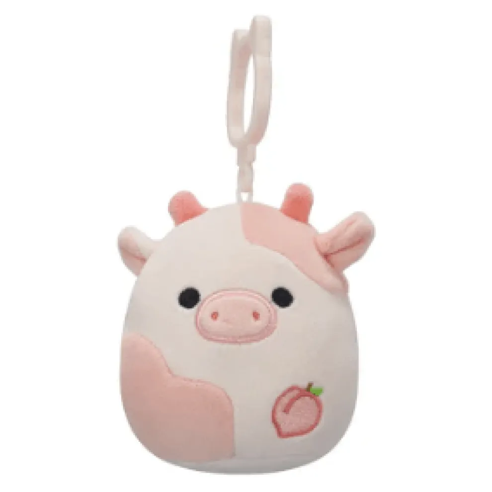Squishmallow 3.5 Inch Lilaz the Peach Cow Plush Clip - Owl & Goose Gifts