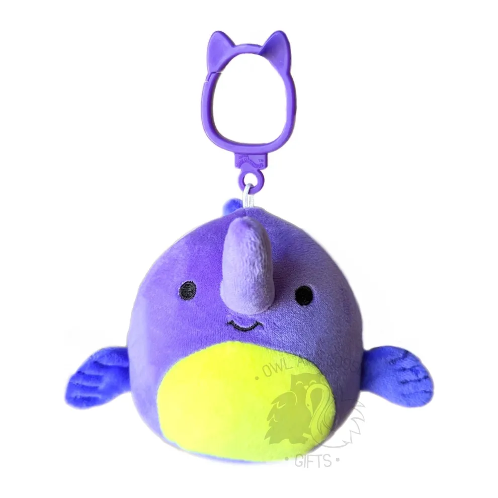 Squishmallow 3.5 Inch Fabriza the Purple Swordfish Plush Clip - Owl & Goose Gifts