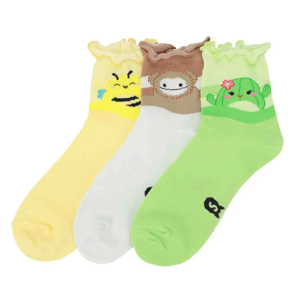 Squishmallow Women's 3 Pack Lettuce Edge Crew Socks - Owl & Goose Gifts