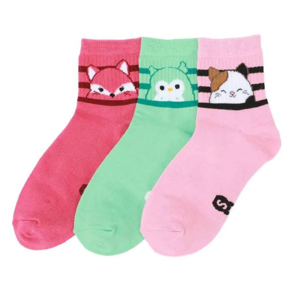 Squishmallow Women's 3 Pack Quarter Crew Socks - Owl & Goose Gifts