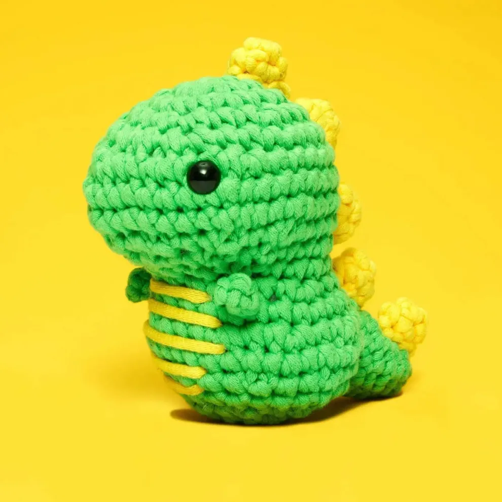 The Woobles Fred the Dinosaur Beginner Crochet Kit - Owl & Goose Gifts