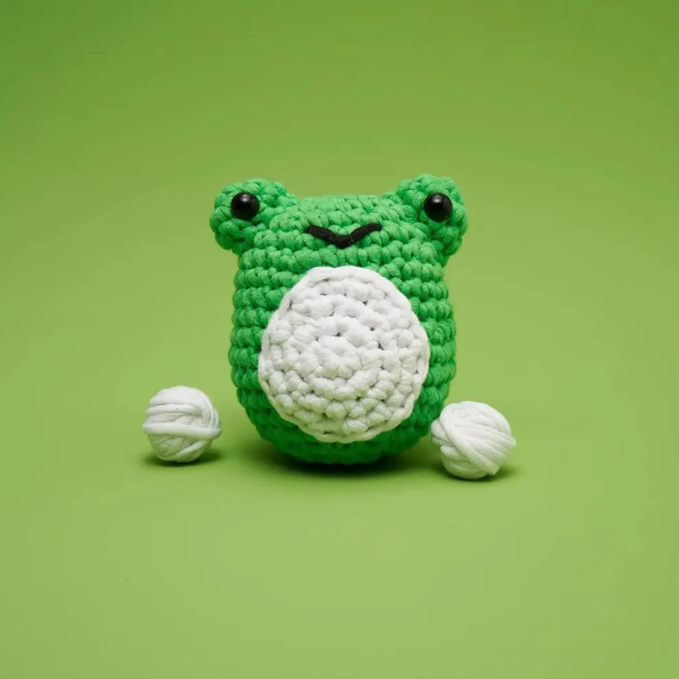 The Woobles Henri the Frog Beginner Crochet Kit - Owl & Goose Gifts