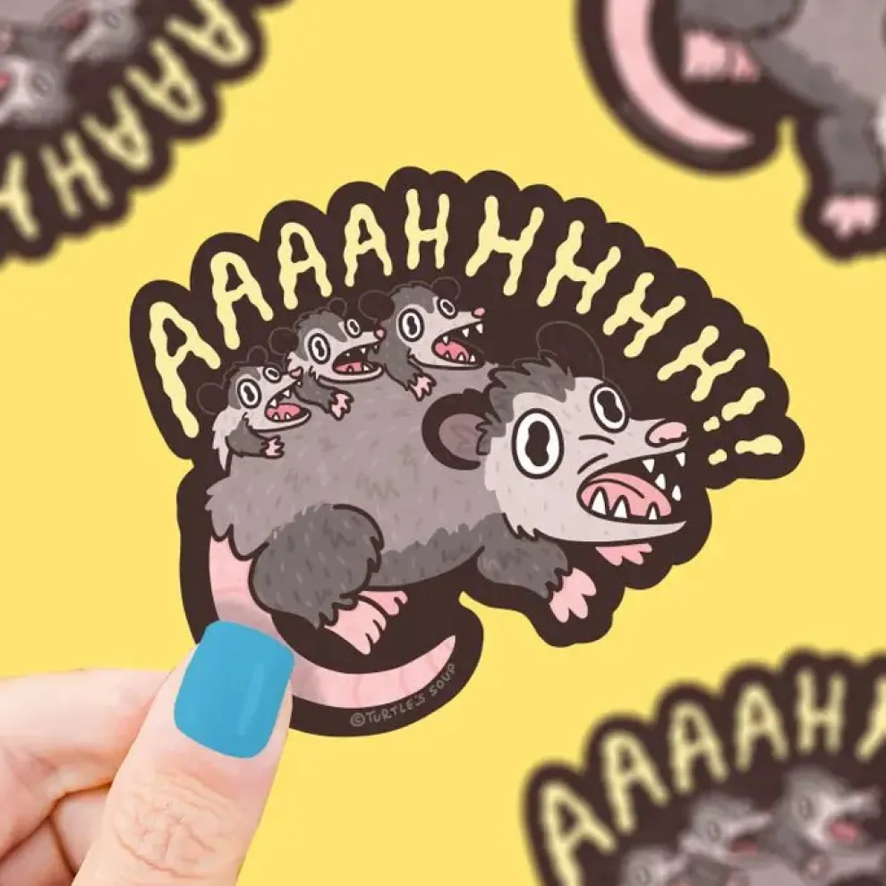 Turtle's Soup Screaming Opposum Vinyl Sticker - Owl & Goose Gifts
