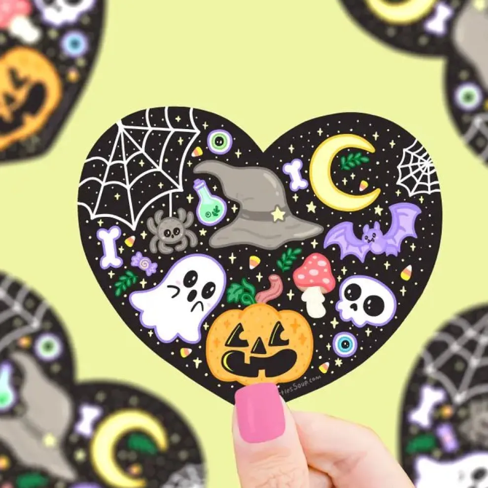 Turtle's Soup Spooky Heart Halloween Vinyl Sticker - Owl & Goose Gifts