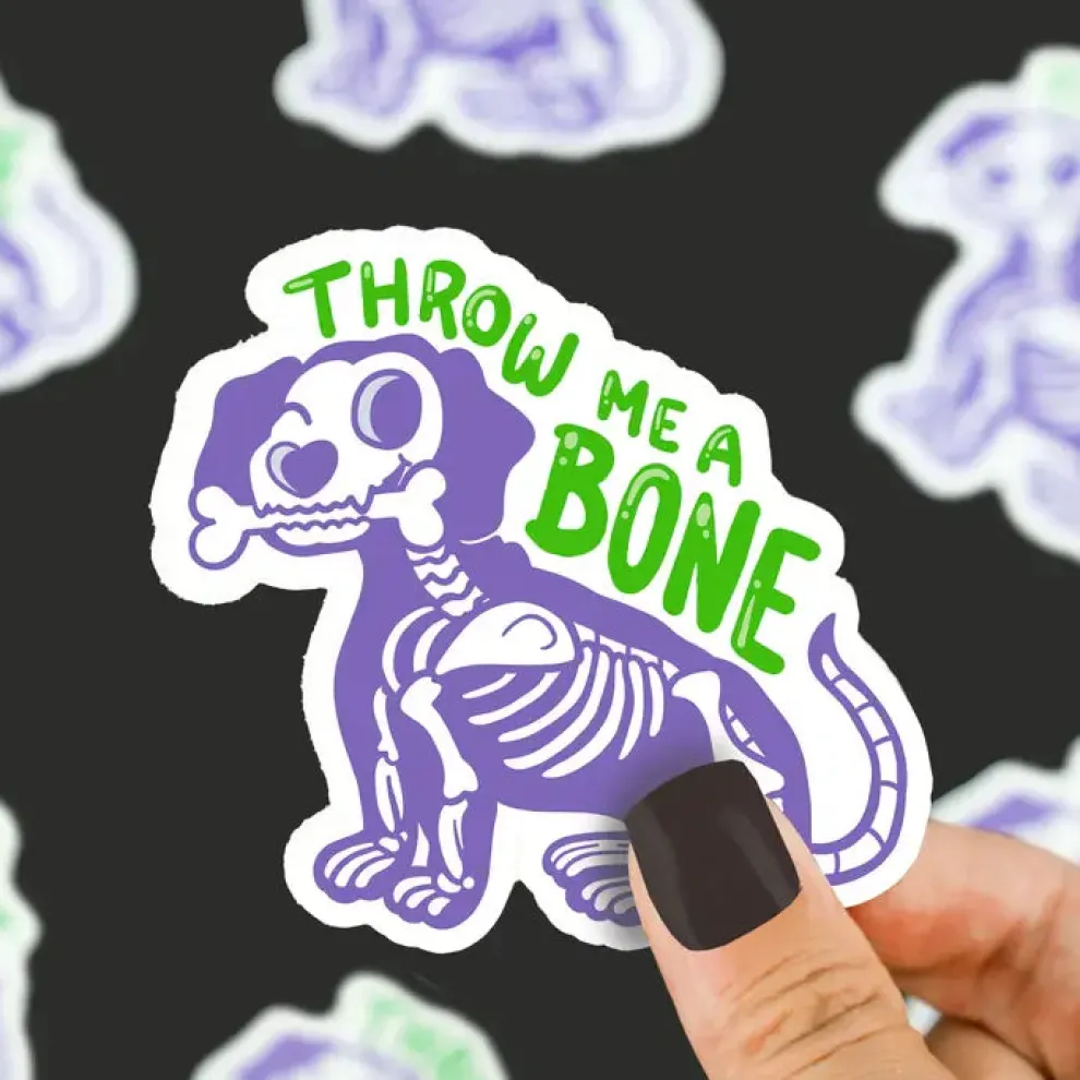 Turtle's Soup Throw Me a Bone Halloween Vinyl Sticker