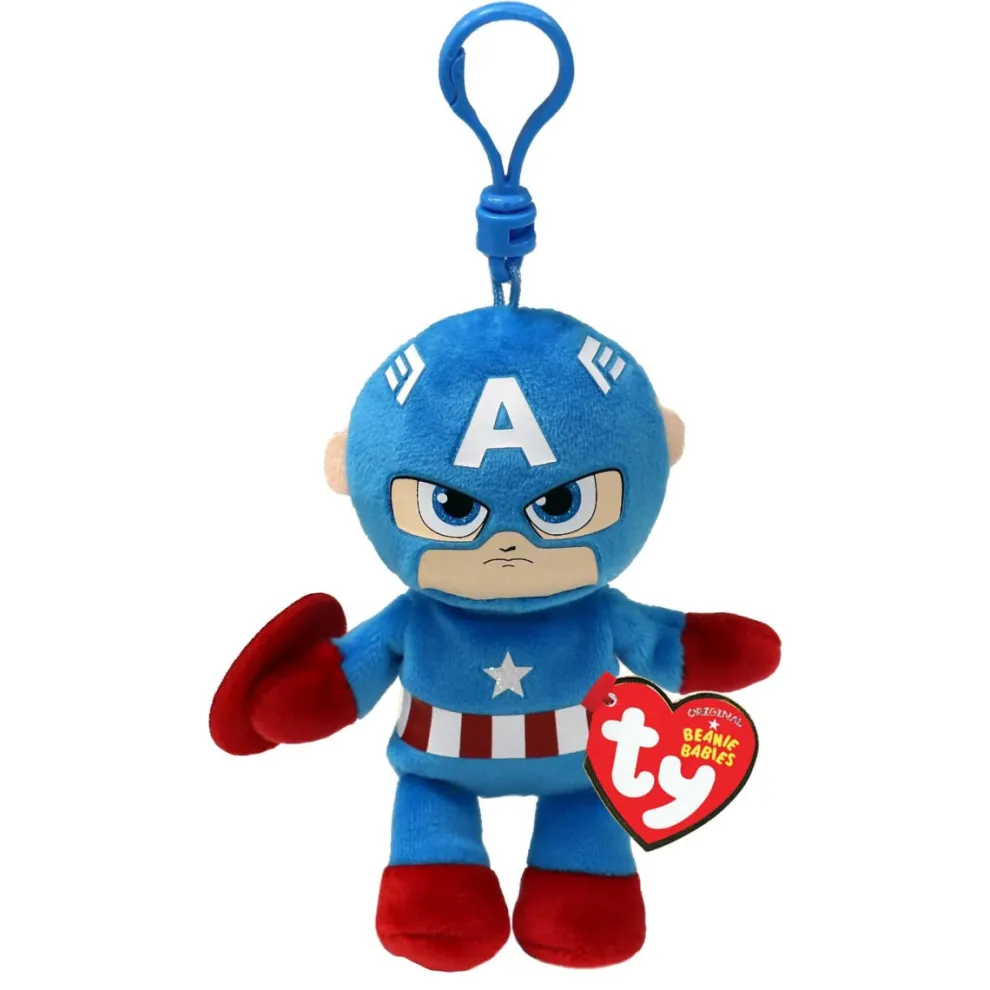 Ty Beanie Babies 4 Inch Marvel Captain America Plush Clip - Owl & Goose Gifts