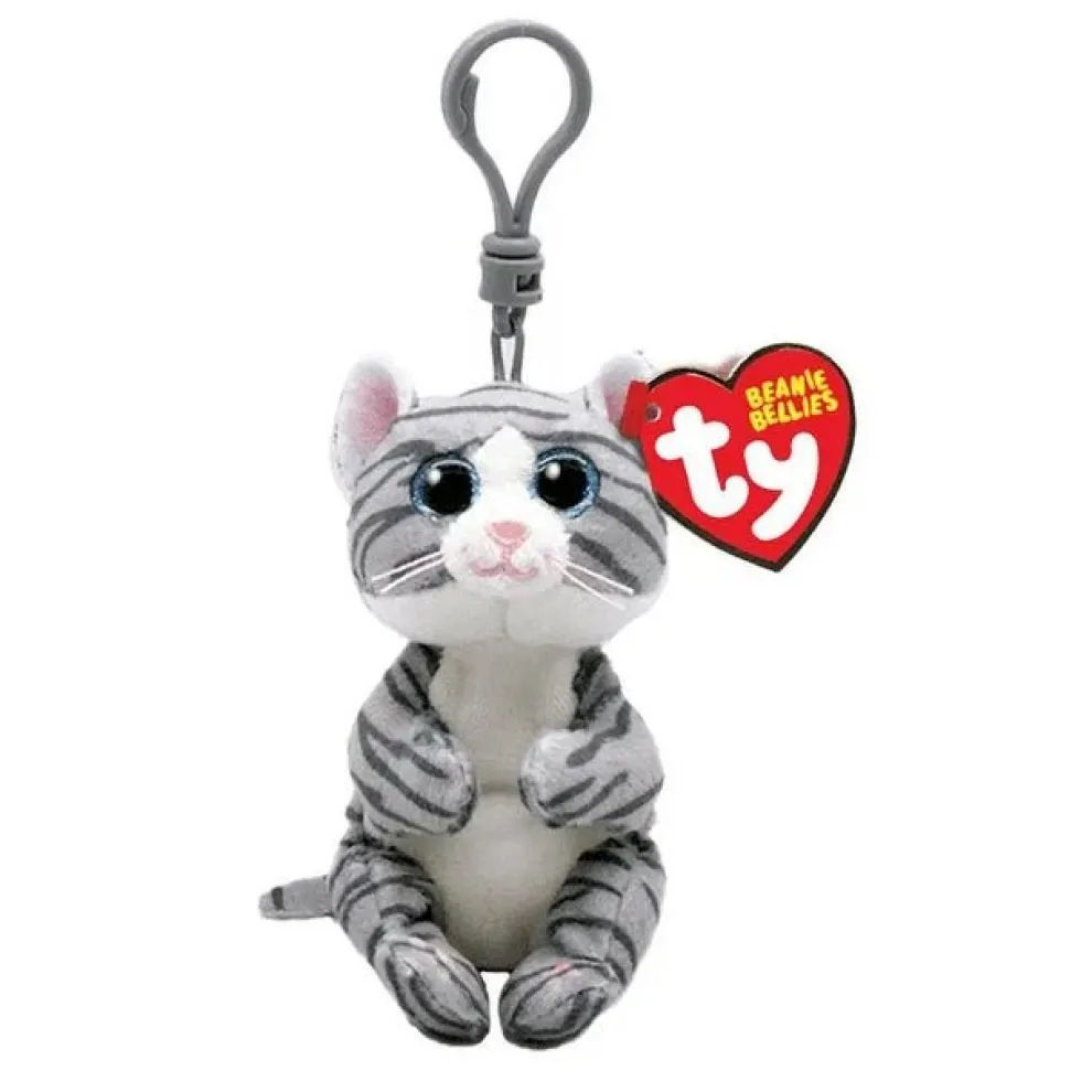 Ty Beanie Bellies 4 Inch Mitzi the Gray Cat Plush Clip - Owl & Goose Gifts