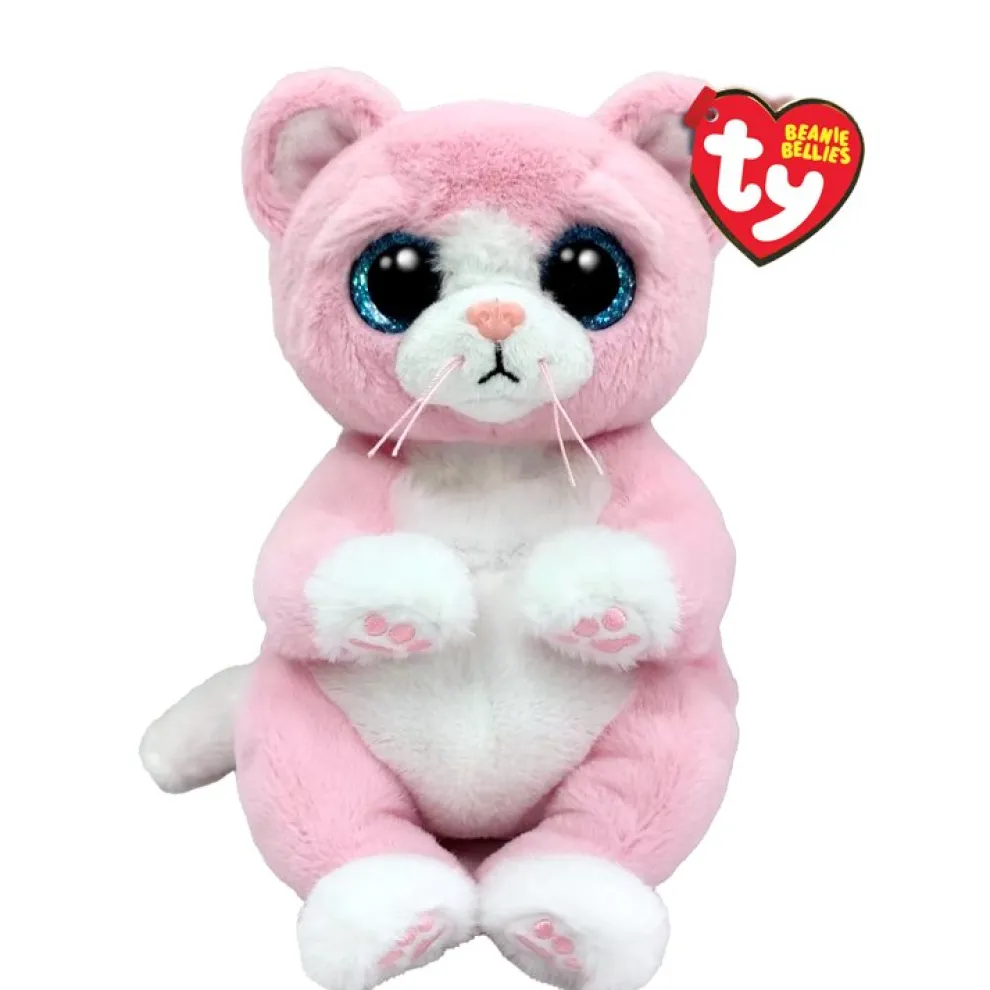Ty Beanie Bellies 8 Inch Lillibelle the Pink Cat Plush Toy - Owl & Goose Gifts