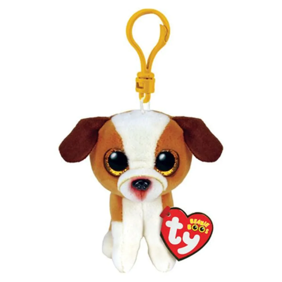 Ty Beanie Boos 3 Inch Hugo the Brown and White Dog Plush Clip - Owl & Goose Gifts